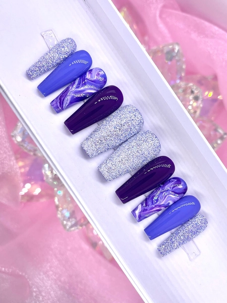 PURPLE RAIN | Purple Marble Press on Nails - Etsy