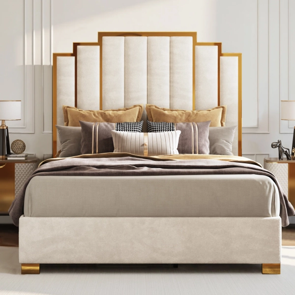 Maxime Upholstered Wingback Bed