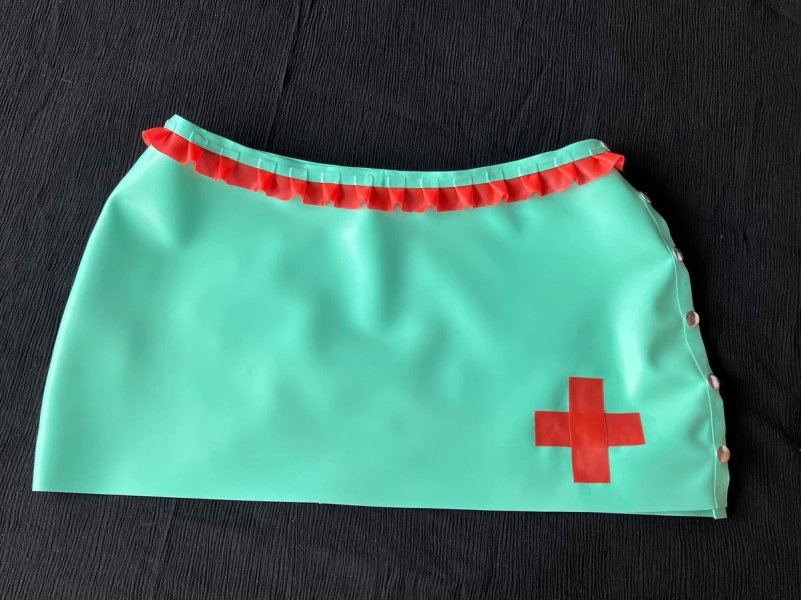 nurse micro mini latex skirt custom size