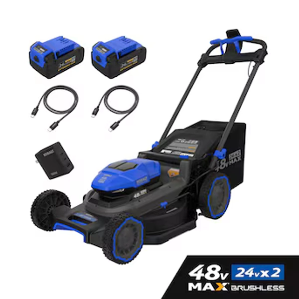 Kobalt 48V MAX (24Vx2) 21-in Push Mower Kit, (2) 5.0Ah Batteries and Charger Included in the Cordless Electric Push Lawn Mowers department at Lowes.com
