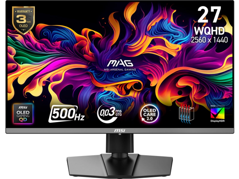 MSI 27" 500 Hz QD-OLED 2560 x 1440(QHD) Gaming Monitor 0.03 ms FreeSync (AMD Adaptive Sync) Flat Panel MAG 272QP MAG 272QP QD-OLED X50