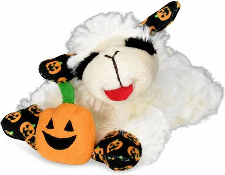 ♡ Lamb Chop with Pumpkin Squeaky Plush Dog Toy ♡