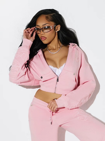 BIG T APPLIQUÉ RELAXED ZIP HOODIE