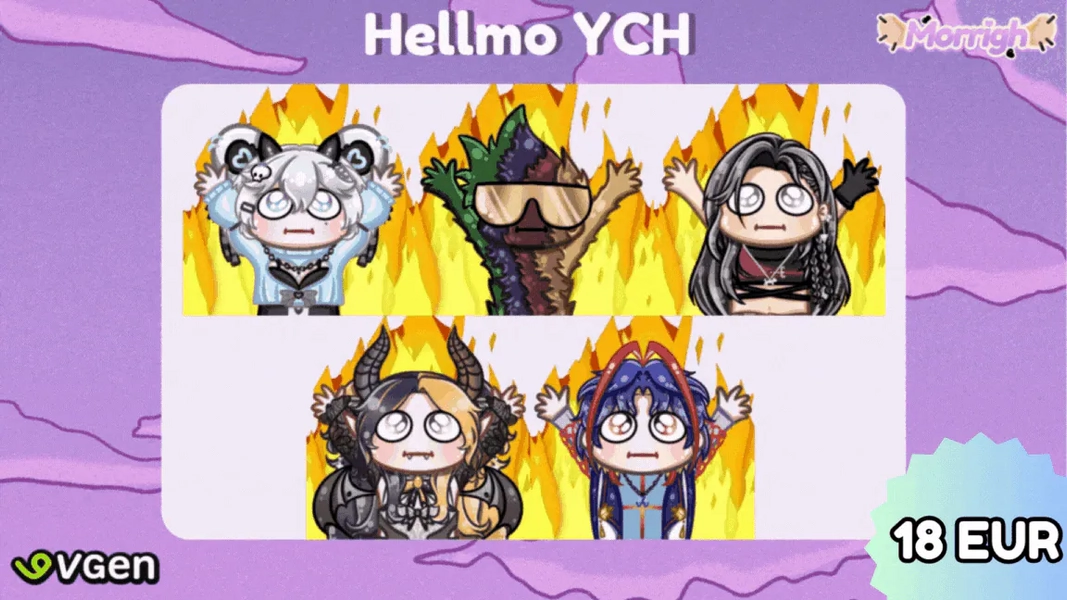 Hellmo [Fire Elmo] YCH Animated Emote by morrigh (@morrigh)