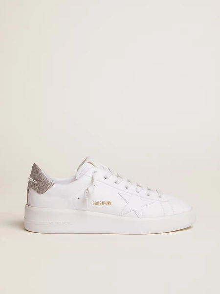 Golden Goose Women's Purestar sneakers with glittery silver heel tab