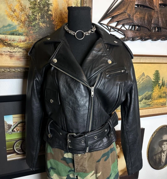 Vintage 1980s Wilsons Leathers XS Cropped Motorcycle Jacket - Etsy