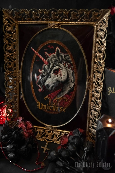 Unicurse - Cross Stitch Pattern - Unicorn, Vampire, Gothic, Bats, Moon, Vintage, Antique, Victorian, Dracula - Etsy