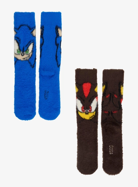 Sonic The Hedgehog Sonic & Shadow Fuzzy Crew Socks 2 Pair