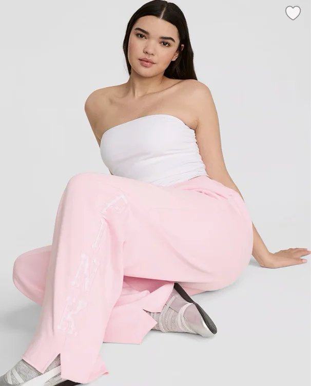 Buy Campus Fleece™ Wide-Leg Split-Hem Sweatpants, Coconut Pink - Order Bottoms online - PINK US