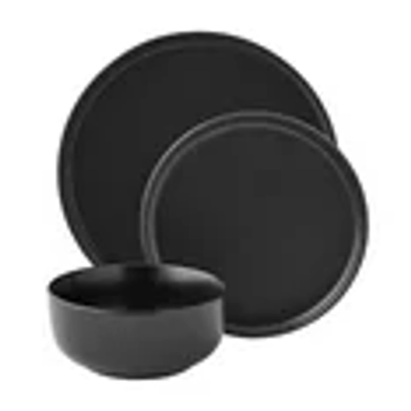 Mainstays Alessandra 12-Piece Stoneware Dinnerware Set Matte Black