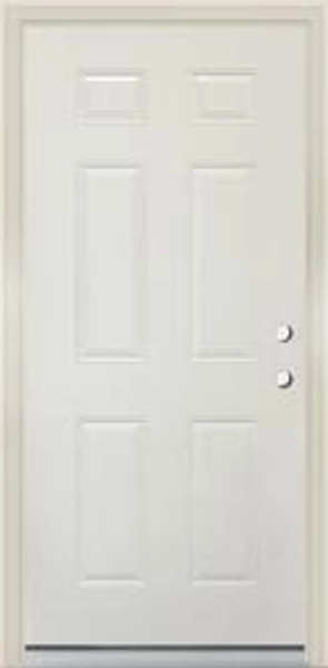 Mastercraft® 34"W x 80"H Primed Steel 6-Panel Prehung Exterior Door - Left Inswing