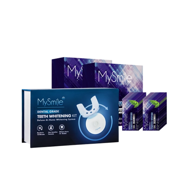 Original Teeth Whitening Kit With Teeth Wipes Double Pack - 5 LED Light Kit With Wipes