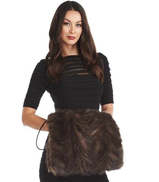 Vivika Sable Fur Section Hand Muff: FurHatWorld.com