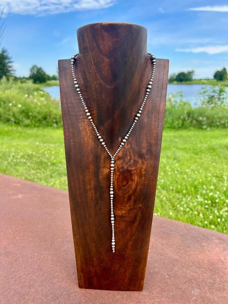 Genuine Sterling Silver Navajo Style Pearl Lariat Necklace