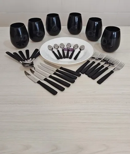 Juego De Vajillas Para 6 Personas Platos Vasos Cubiertos