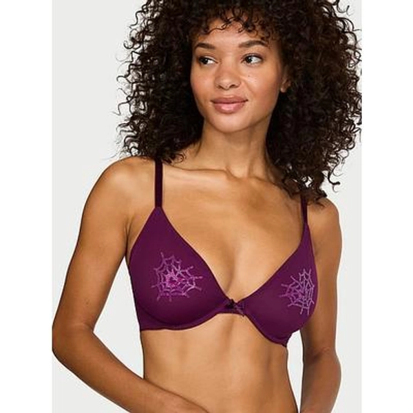 purple spiderweb bra