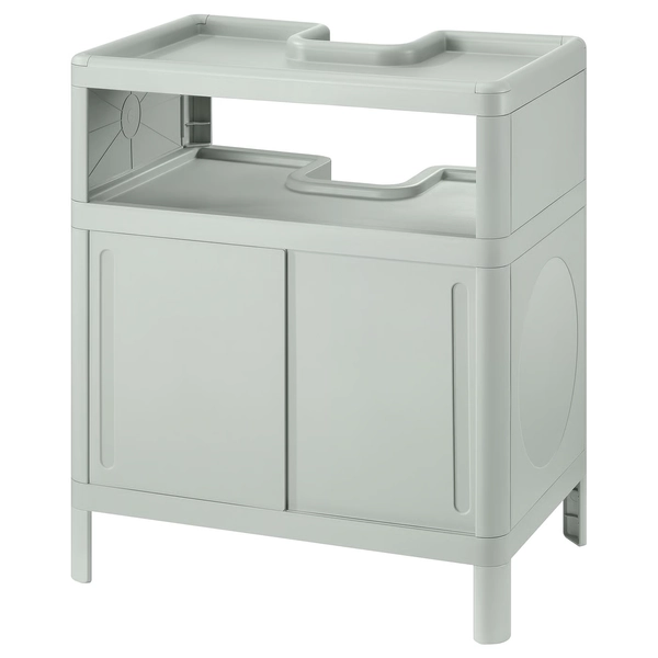 IVÖSJÖN Sink base cabinet - with sliding doors/green 19 5/8x13x22 1/2 "