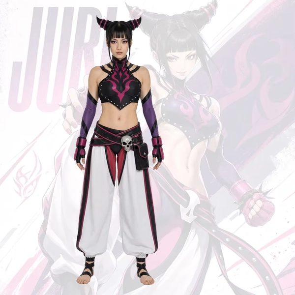 Disfraces de cosplay de Street Fighter 6: traje de Han Juri, peluca, ropa, top morado, pantalones, guantes, accesorios para juegos, Navidad, Halloween. - AliExpress 200000532