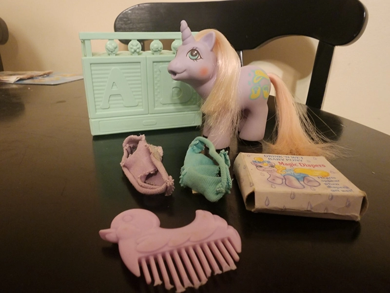 Vintage Hasbro G1 My Little Pony Drink N Wet Baby Snookums Unicorn