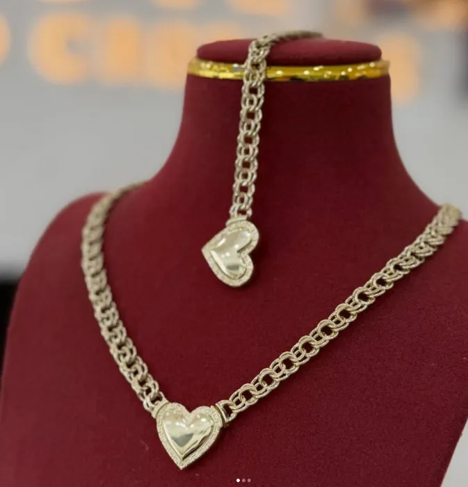 14k gold necklace and bracelet for women