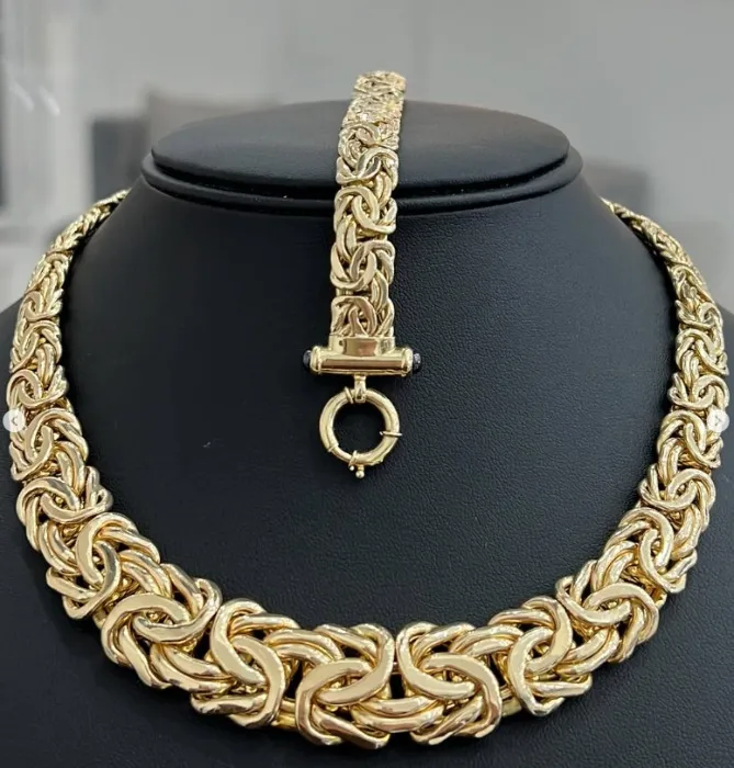 14k gold necklace and bracelet for women
