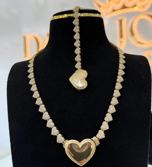 14k gold necklace and bracelet for women