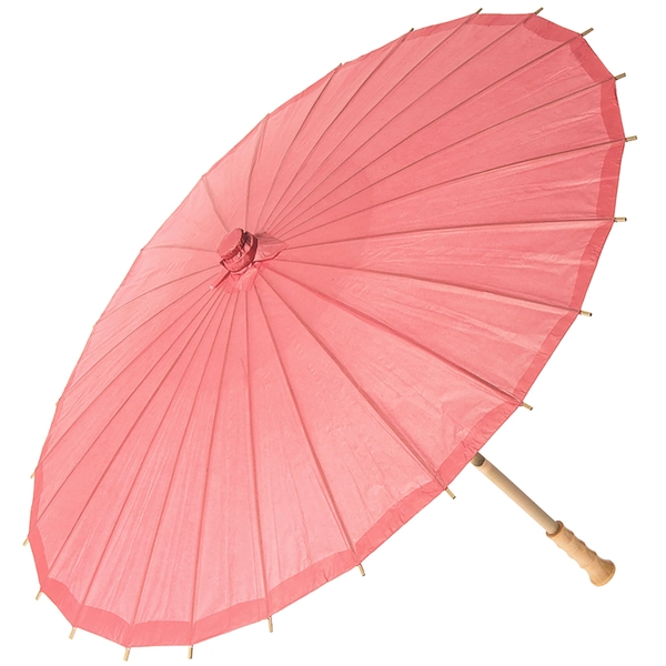 Chinese Paper & Bamboo Parasols - Coral Pink | Brolliesgalore