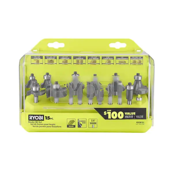 RYOBI Shank Carbide Router Bit Set (15-Piece) A25R151