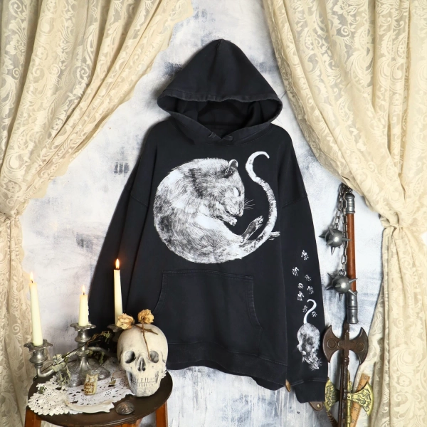 Rat vintage wash hoodie  ✶ made to order - 3 week wait✶ — dirtbag666