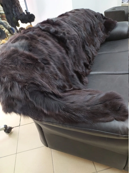 Real Fox fur blanket throw brown, Home warmer