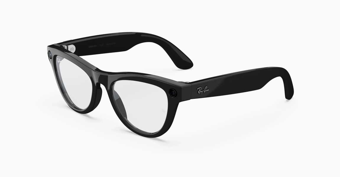 Ray-Ban Meta Skyler (Gen 2) Shiny Black AI Glasses with Clear Lenses
