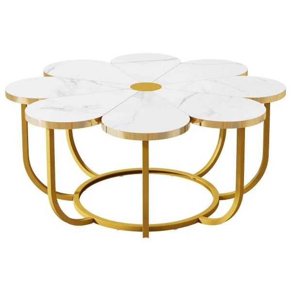 39.4 Inch Modern Flower-Shaped Coffee Centra Table for Living Room