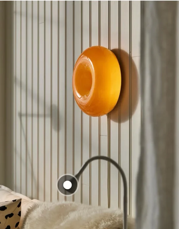 VARMBLIXT LED table/wall lamp - orange glass/round 12 "