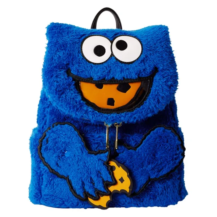 Sesame Street - Cookie Monster Plush 10" Faux Leather Mini Backpack with Coin Purse