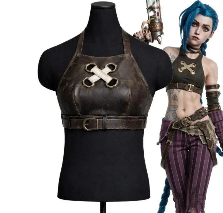 Jinx cosplay Leather Halter Crop Top by AlphaJacketsAndMore on Etsy