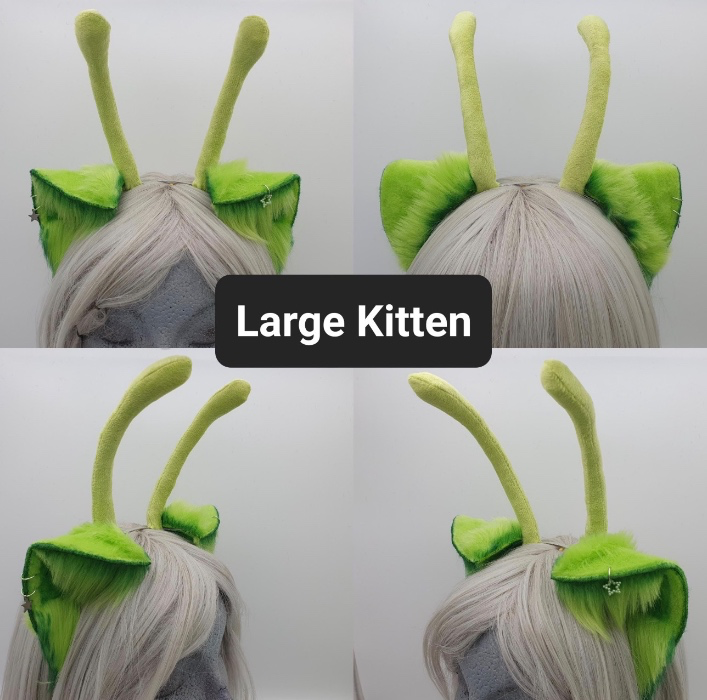 Made to Order - Choose Your Shape, Lime Green Alien Faux Fur Ears with Antenna, Multiple Shape Choices Available