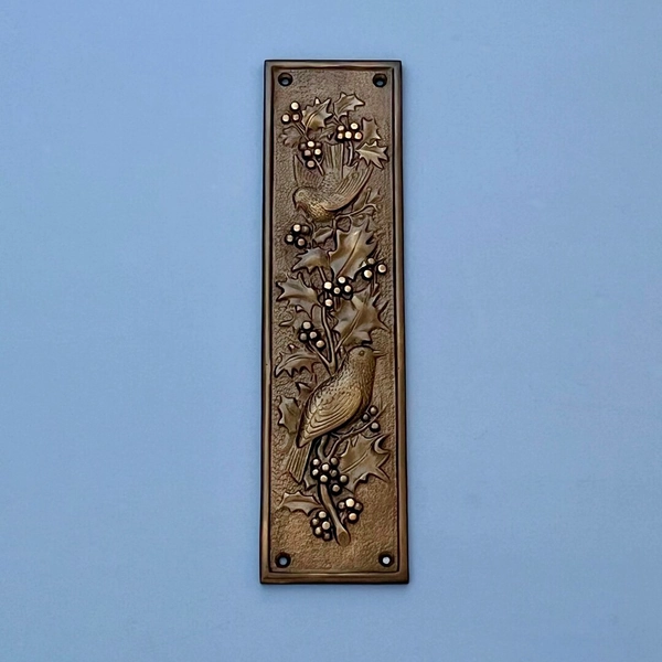 Antique Brass Finish Finger Door Push Plates Arts Crafts Starling Holly Bird Plate Vintage (MORE AVAILABLE) - Etsy