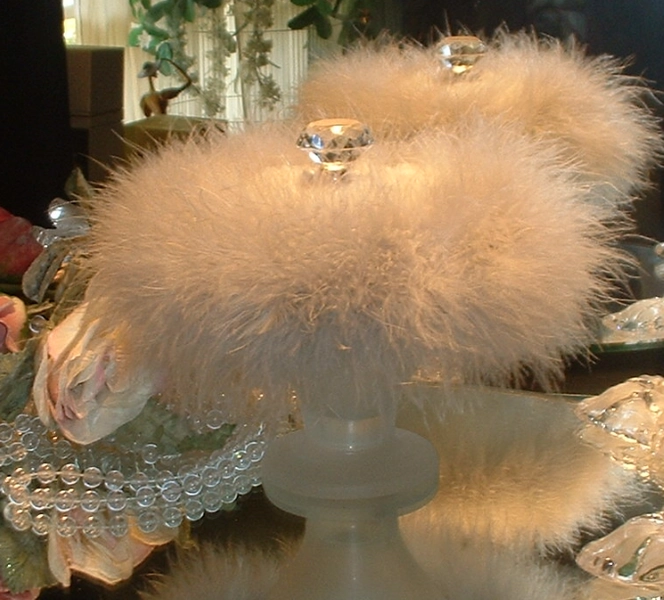 Big Down Feather Trimmed Puff w/ Perfumed Body Dusting Powder & Stand Vanity Set