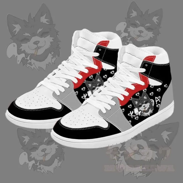 MODAKAWA Koda Smoking Puppy Graphic Color Block High Top Canvas Shoes
