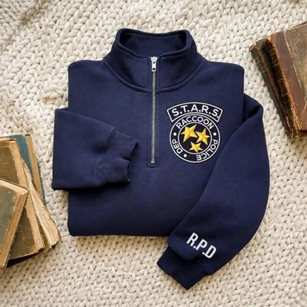 Survival Horror Tactical Unit Embroidered Quarter Zip Sweatshirt, Tactical Gamer Sweatshirt, Apocalypse Survivor Jacket
