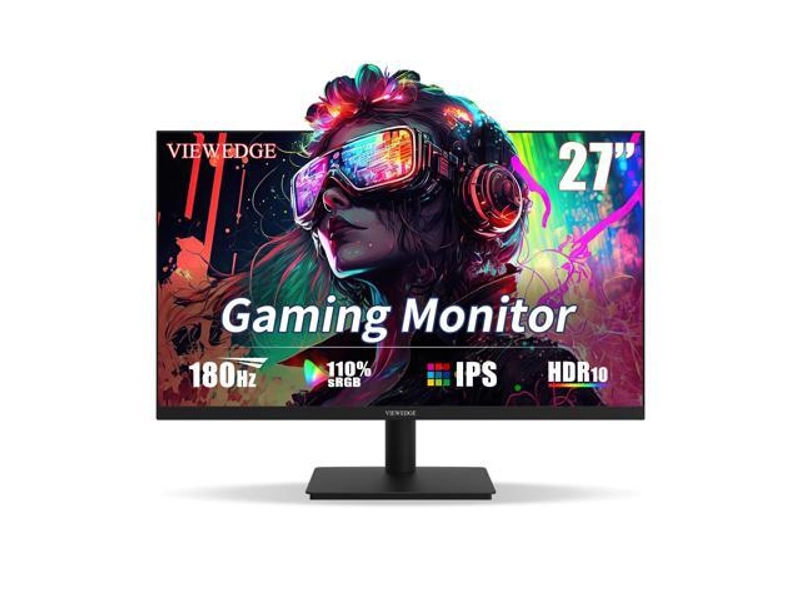 Viewedge Gaming Monitor 27 inch 180hz (Supports 144hz/165hz) 1ms, 110% sRGB with HDR 10 | 1080p Monitor IPS screen, DP HDMI Monitor, Built-in