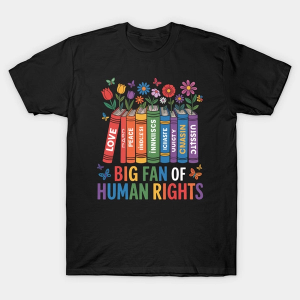 Big Fan of Human Rights Retro Rainbow T-Shirt