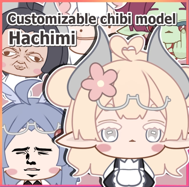 🌸Customizable Vtuber Model/Hachimi Chibi(!!!Check the description for the free trial link) by YUU Live2d (@yucustomvt)
