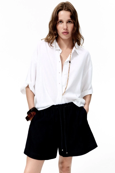 Camisa oversized em mescla de linho