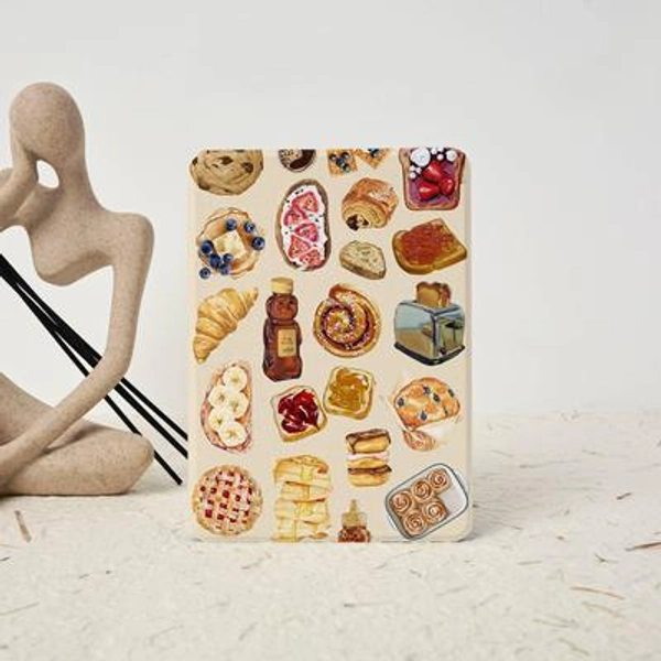 Breads Pattern Kindle Case with Hand Strap, Clear Back Cover