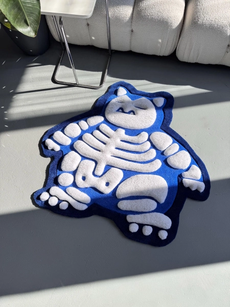 Fluffy 3D Tufted Skeleton Cartoon Rug: Handmade Plushy Floor Decor