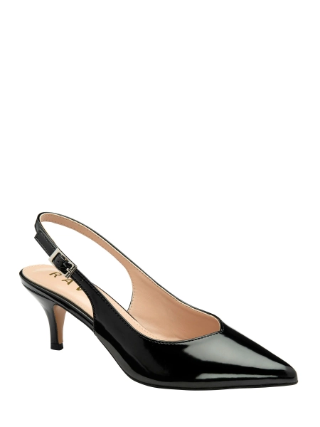 Ravel Black Slingback Court Shoe On A Kitten Heels