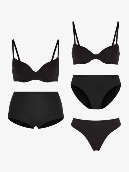 Cotton Essentials Bra & Panty 5-Piece Set - Savage