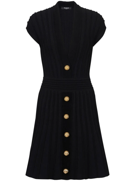 Balmain buttoned velvet mini dress | 36