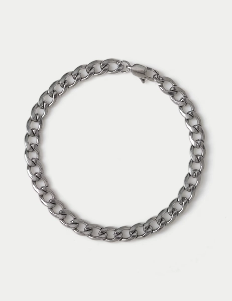 Waterproof Stainless Steel Silver Tone Chain Bracelet